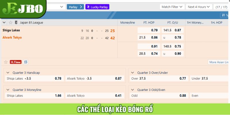 Các thể loại kèo cá cược bóng rổ