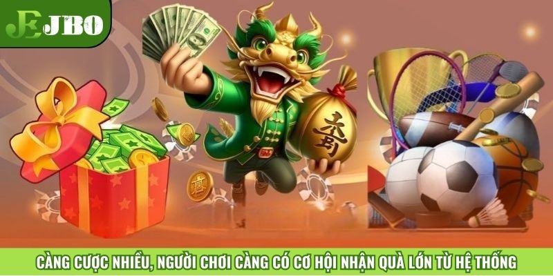 Càng cược nhiều, người chơi càng có cơ hội nhận quà lớn từ hệ thống